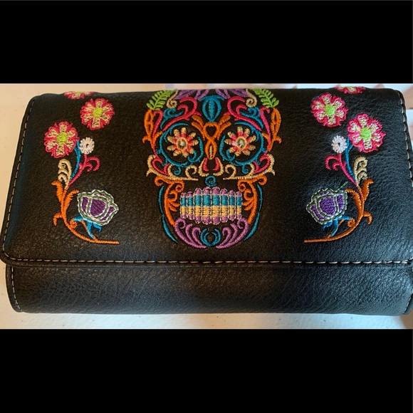Handbags - Sugar Skull Crossbody Wallet